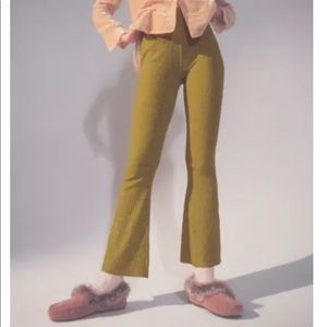 Urban Outfitters Green Ribbed Flare Pants